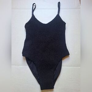NWOT Boamar Womens Black One Piece Swimwear Smocked Front Scoop Back Size M